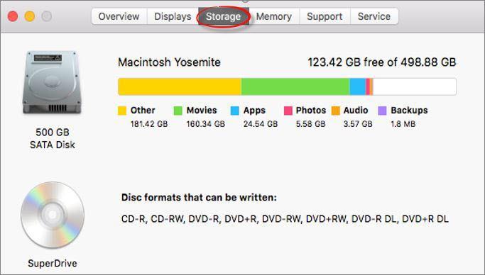 About this Mac Storage