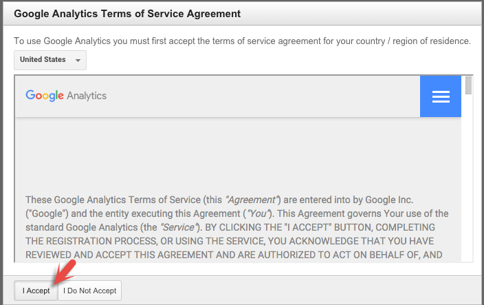 Google Analytics Terms service agreement