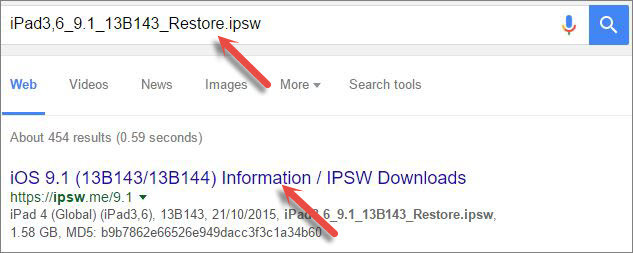 Search on google ipad ios