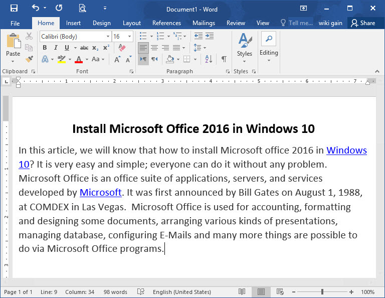 Office 2016 is Installed