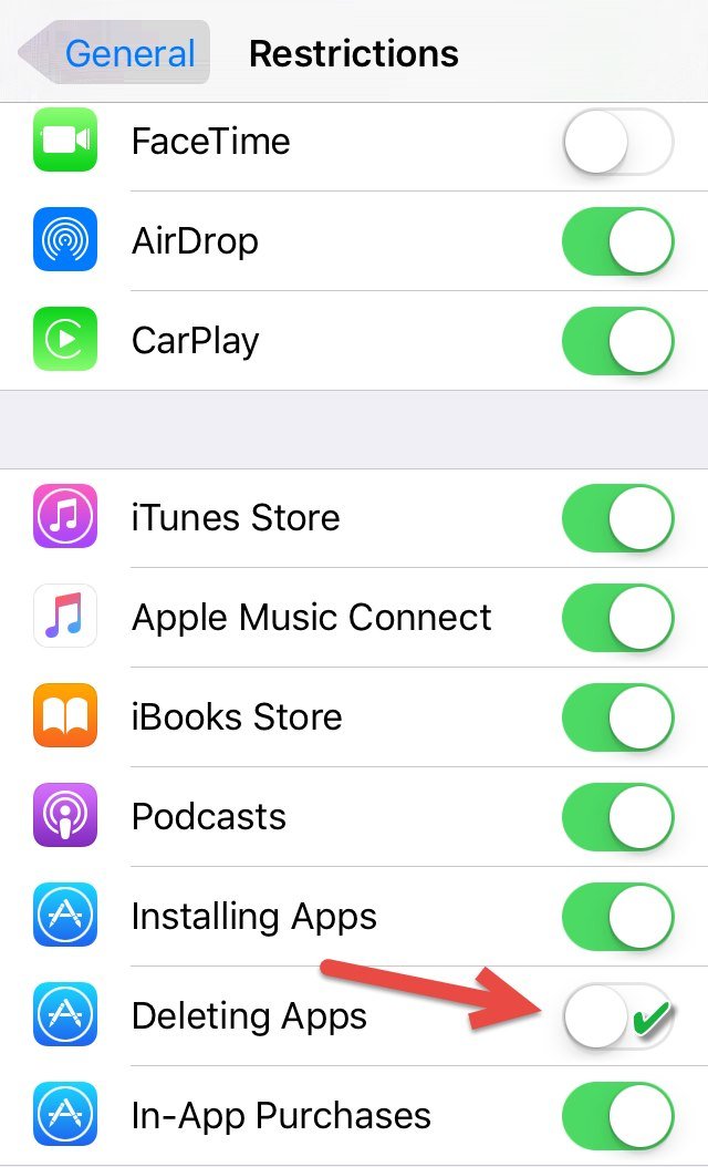 Disable Deleting Apps