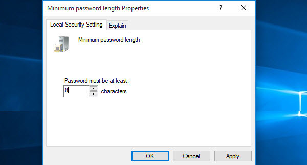 Minimum Password Length