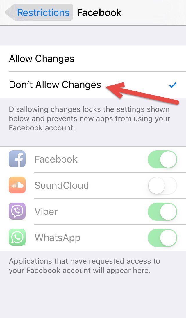 Tap on Don't Allow Changes