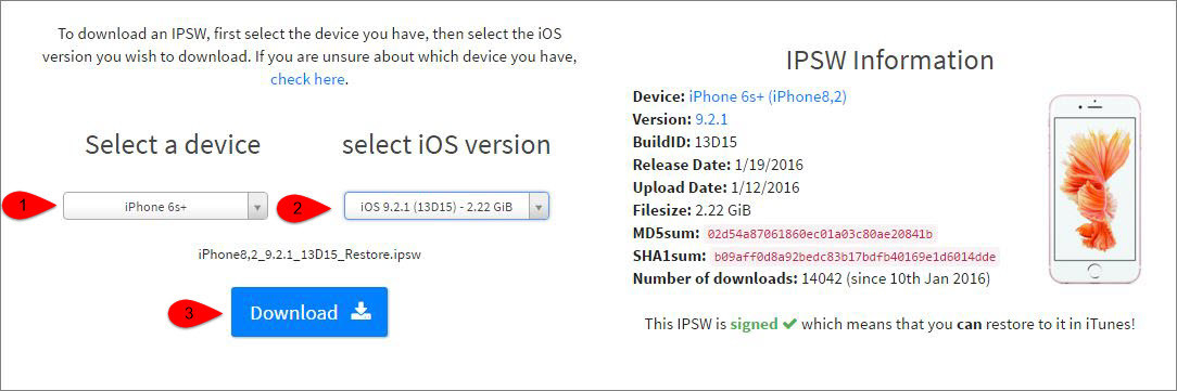 Download iphone iOS firmware IPSW files