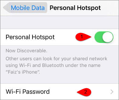 Enable WiFi hotspot on iOS