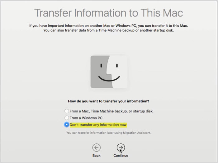 Transfer Information to this Mac