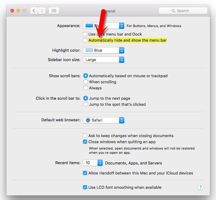 Automatically Hide Menu Bar on Mac OS X