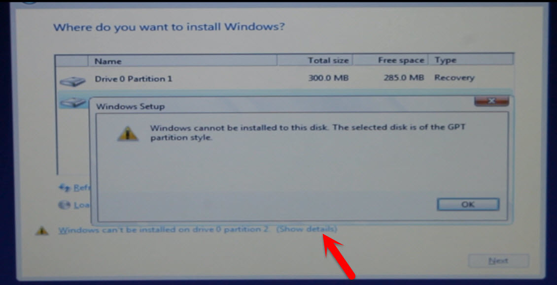 Windows Cannot be installed to this disk