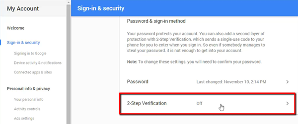 Password & Sign in Method
