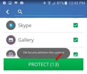 Click on Protect