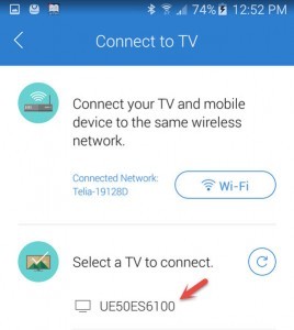 Select your TV name from list