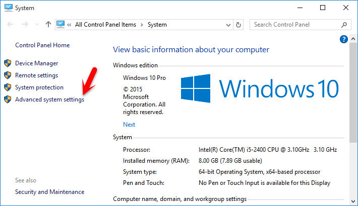 Advanced System Settings