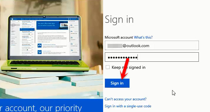 Sign in to Outlook