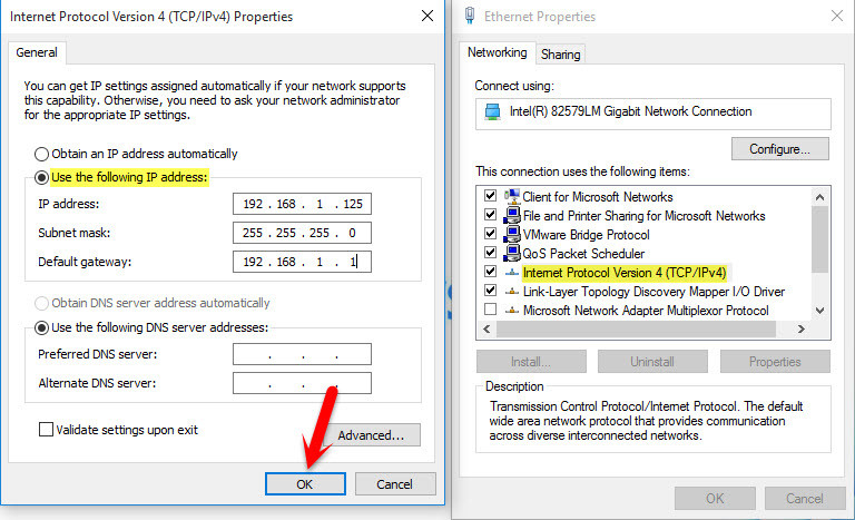 Assign Static IP Address