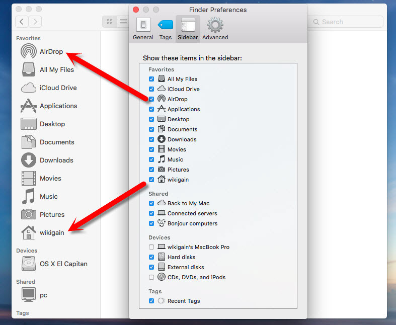 Mac Sidebar Settings