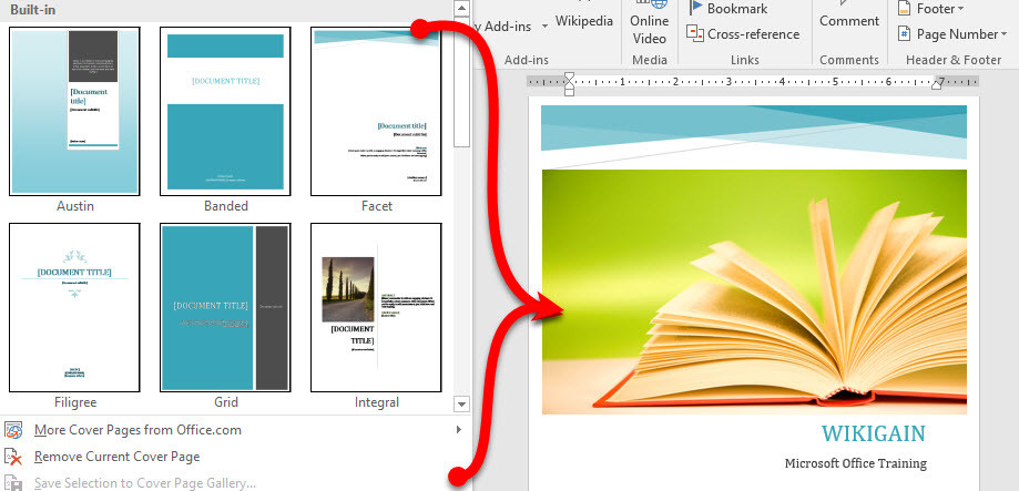 How to Add Cover Page in Microsoft Word 2016 wikigain