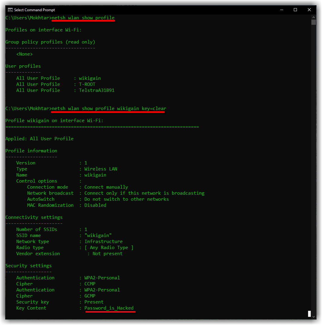 Show Wifi Profile