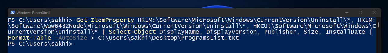 List All The Installed Apps In Text File