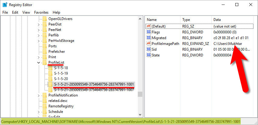 Registry Editor Window