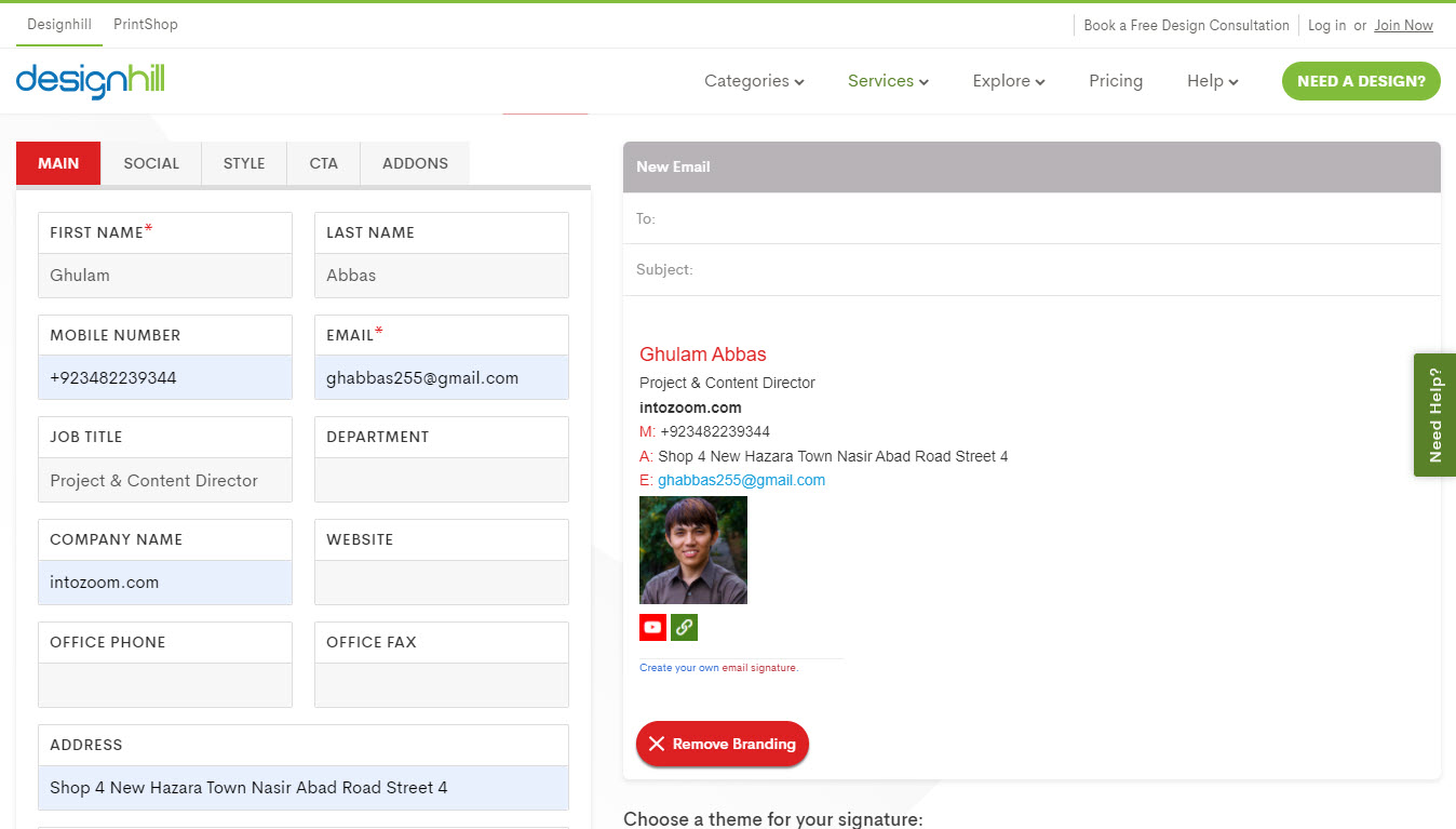 Design Gmail Signature