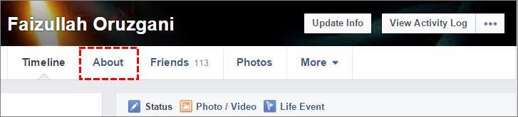 Go To Your Profile And Click About