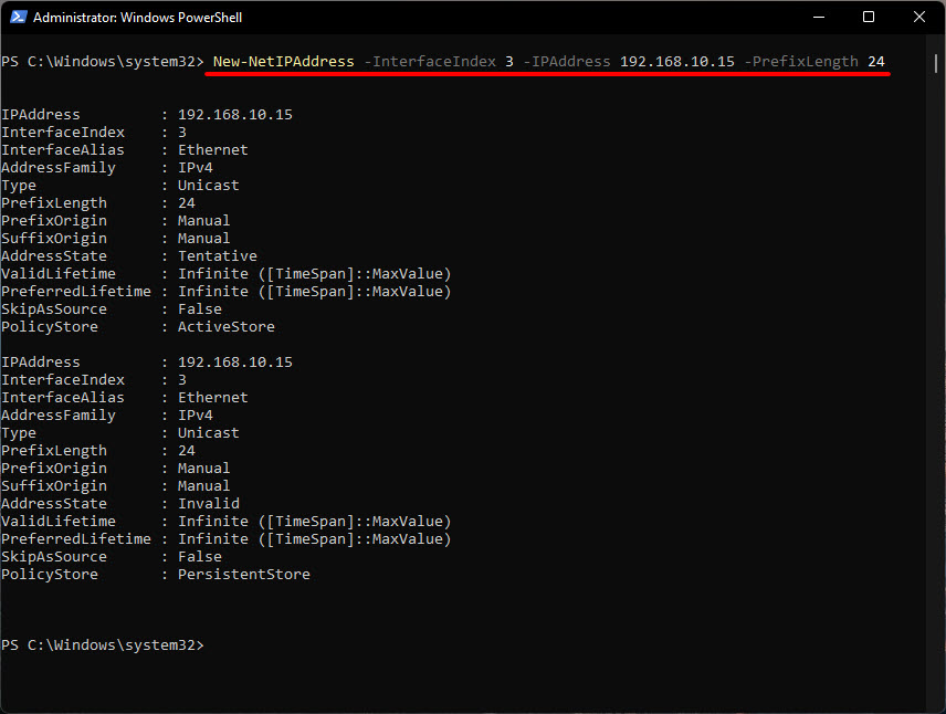 3 set a new static ip