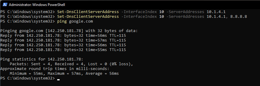 5 set a new dns server