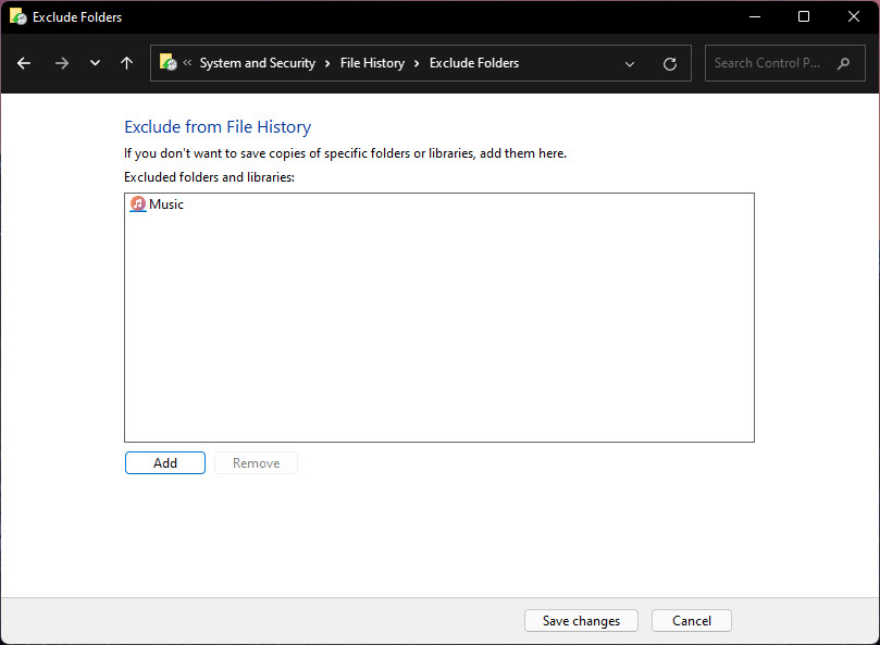 Exclude From File History