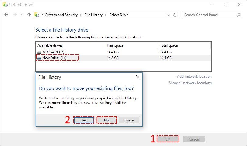 Change File History Backup Disk