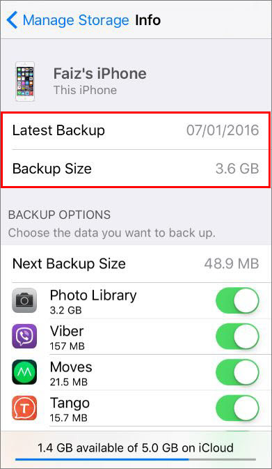 Backup Size And Time
