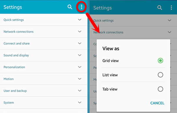 Change Settings View