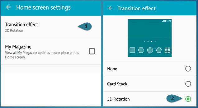 Android home screen settings