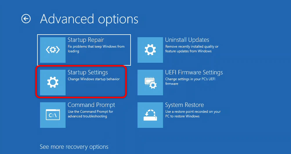 Startup Settings