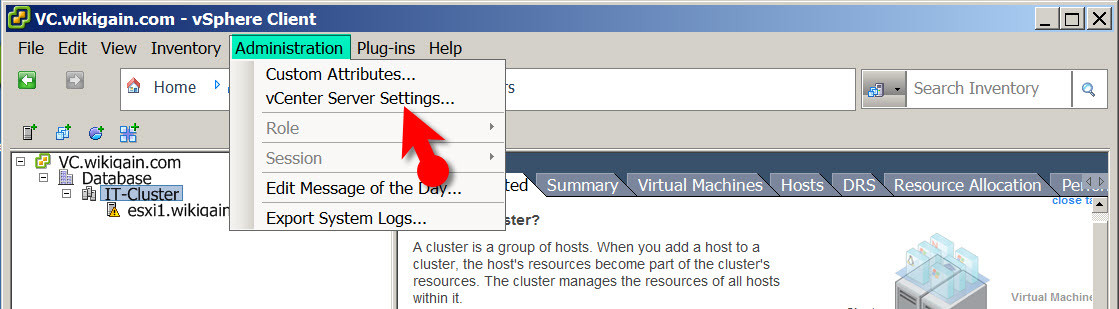 Vcenter Server Settings