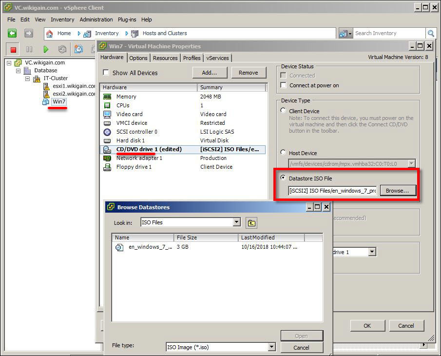 Connect The Iso File To Vm