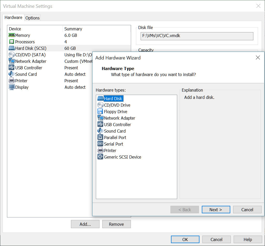 Add New Hard Drive To Vc Vm