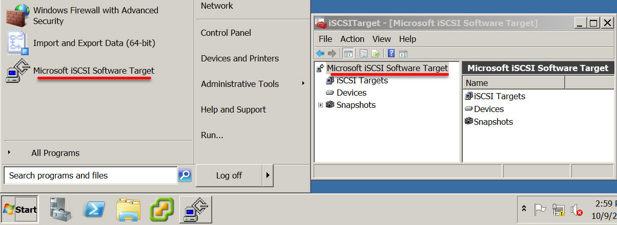 Open Iscsi Target Console