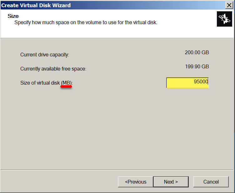 Specify Disk Size