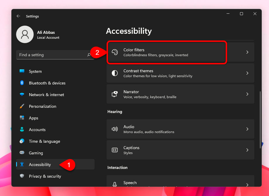 2 Access Color Filter