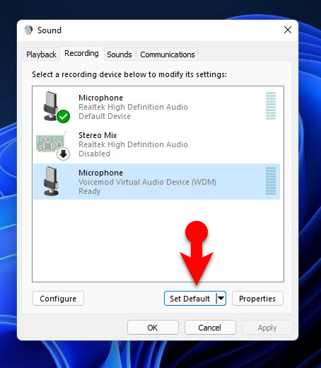 Set Voicemod As Default