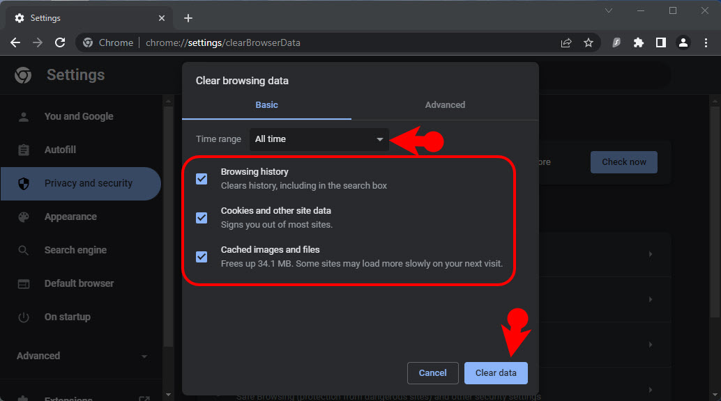 Clear Cache And Cookie On Google Chrome