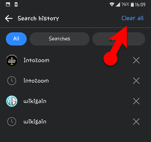 Clear Facebook Search History
