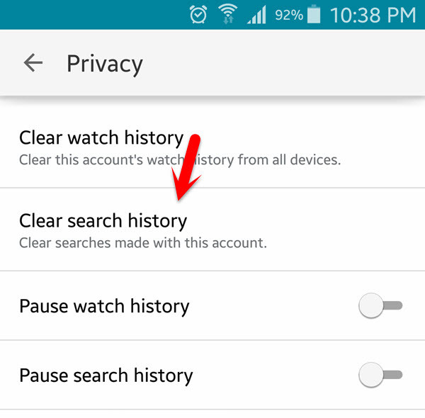 Clear Search History