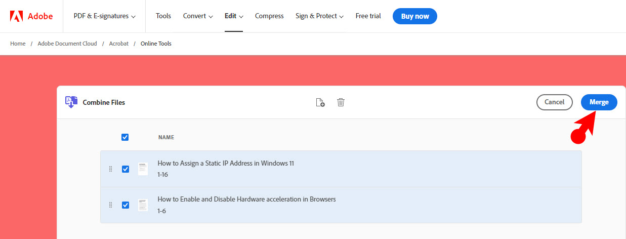 Merge Pdf File Using Adobe