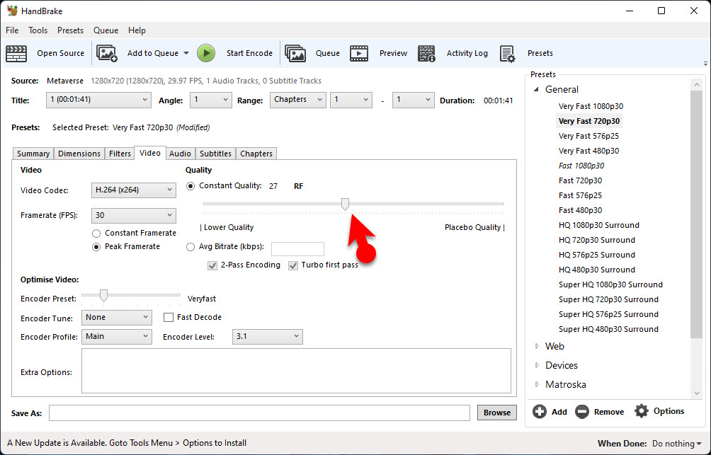 Video Quality Settings