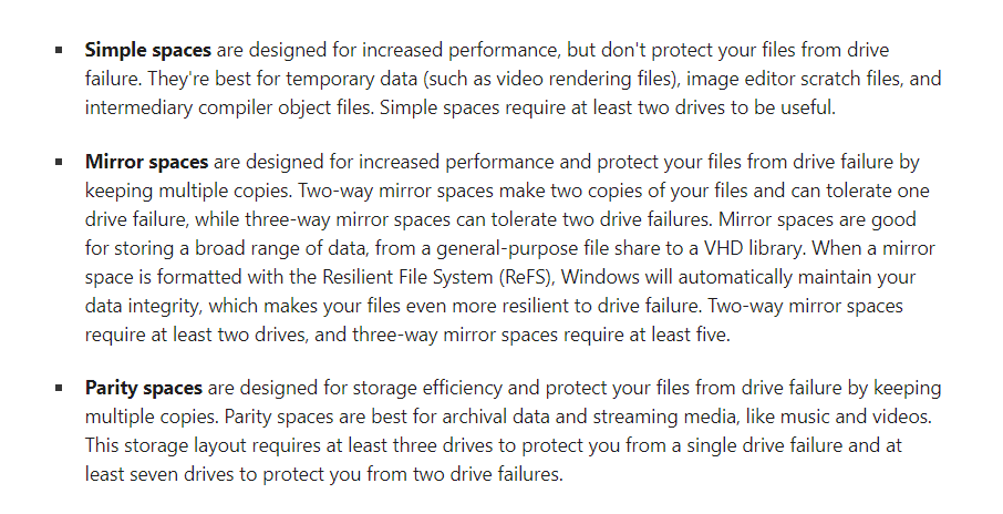 Storage Pool Resiliency Settings