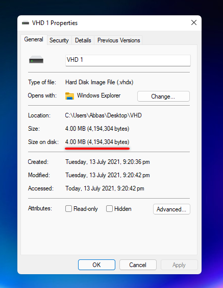 Vhdx Size On The Actual Hdd