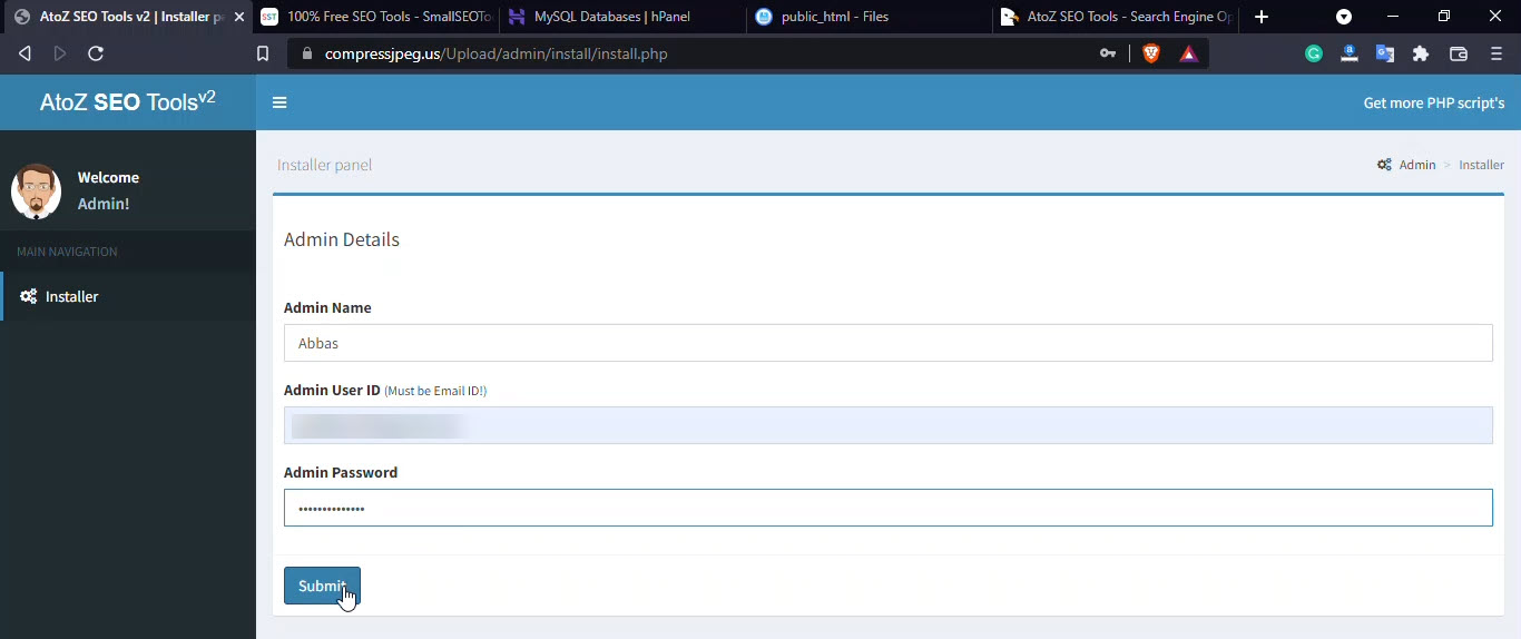 Admin Details