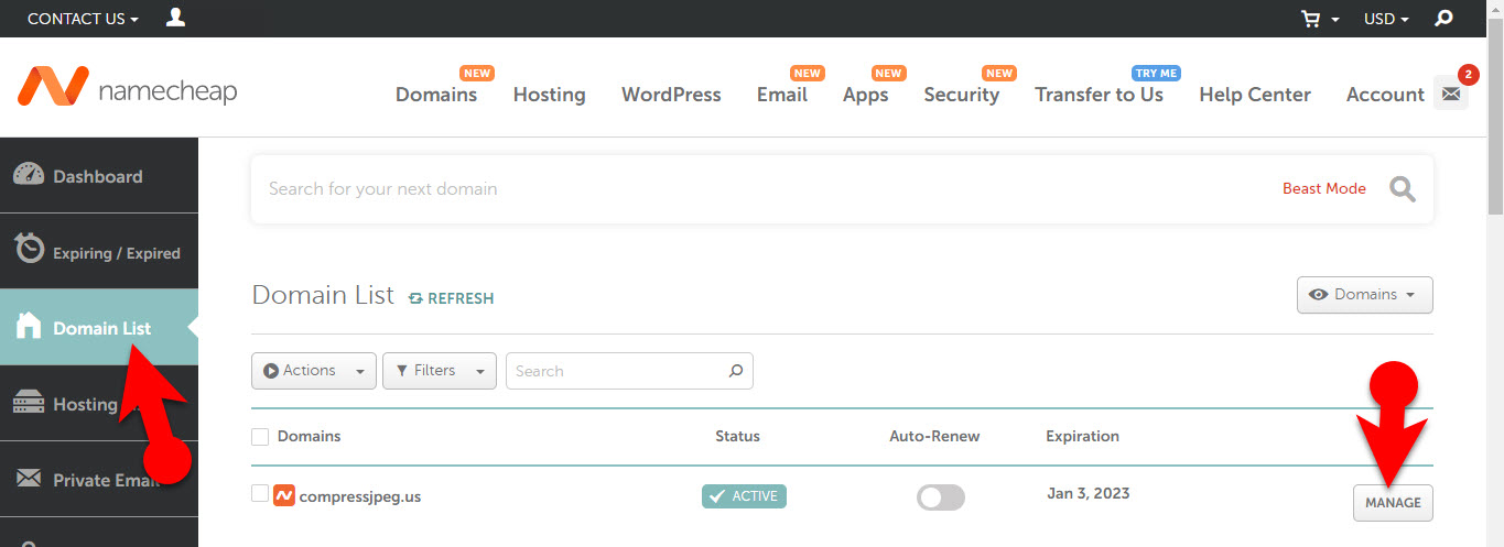 Manage Domain