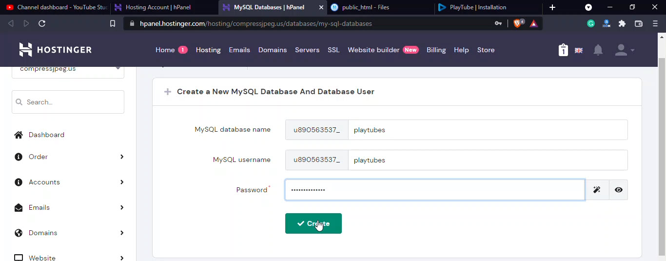 Create Database And User